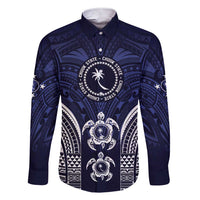 FSM Chuuk States Family Matching Short Sleeve Bodycon Dress and Hawaiian Shirt Micronesia Six 9 One Polynesian Tribal Pattern LT9 Dad's Shirt - Long Sleeve Blue - Polynesian Pride