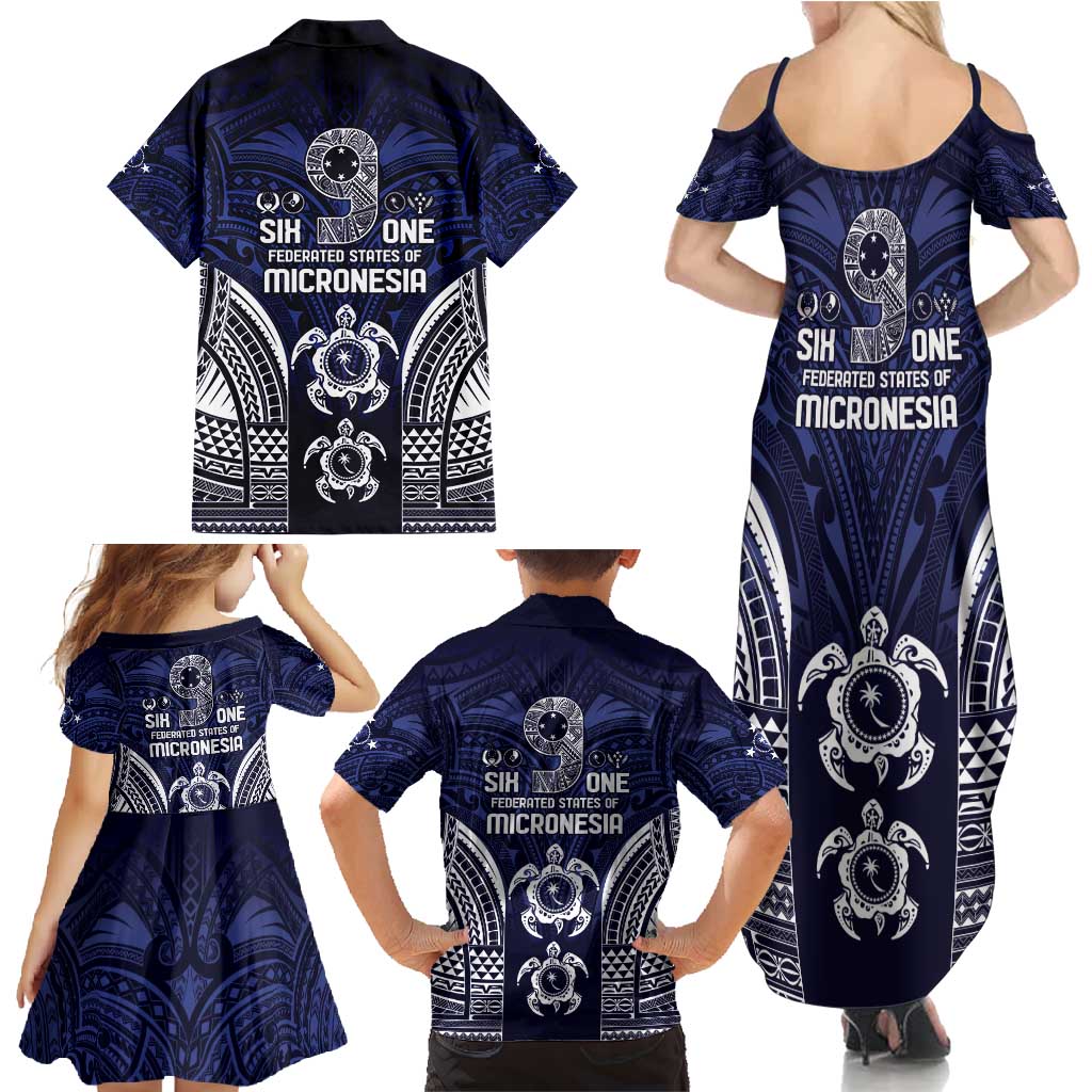 FSM Chuuk States Family Matching Summer Maxi Dress and Hawaiian Shirt Micronesia Six 9 One Polynesian Tribal Pattern