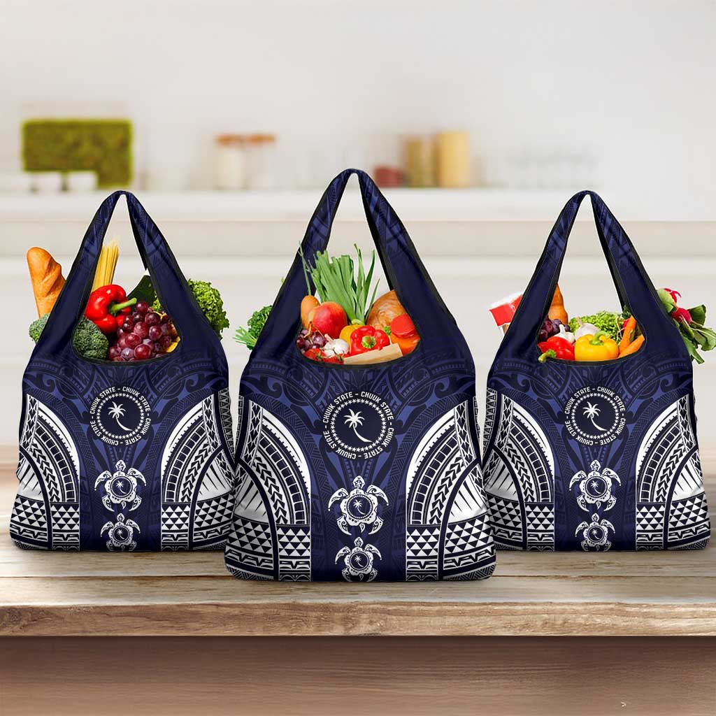 FSM Chuuk States Grocery Bag Micronesia Six 9 One Polynesian Tribal Pattern LT9 3-pack One Size Blue - Polynesian Pride