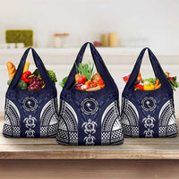 FSM Chuuk States Grocery Bag Micronesia Six 9 One Polynesian Tribal Pattern LT9 3-pack One Size Blue - Polynesian Pride