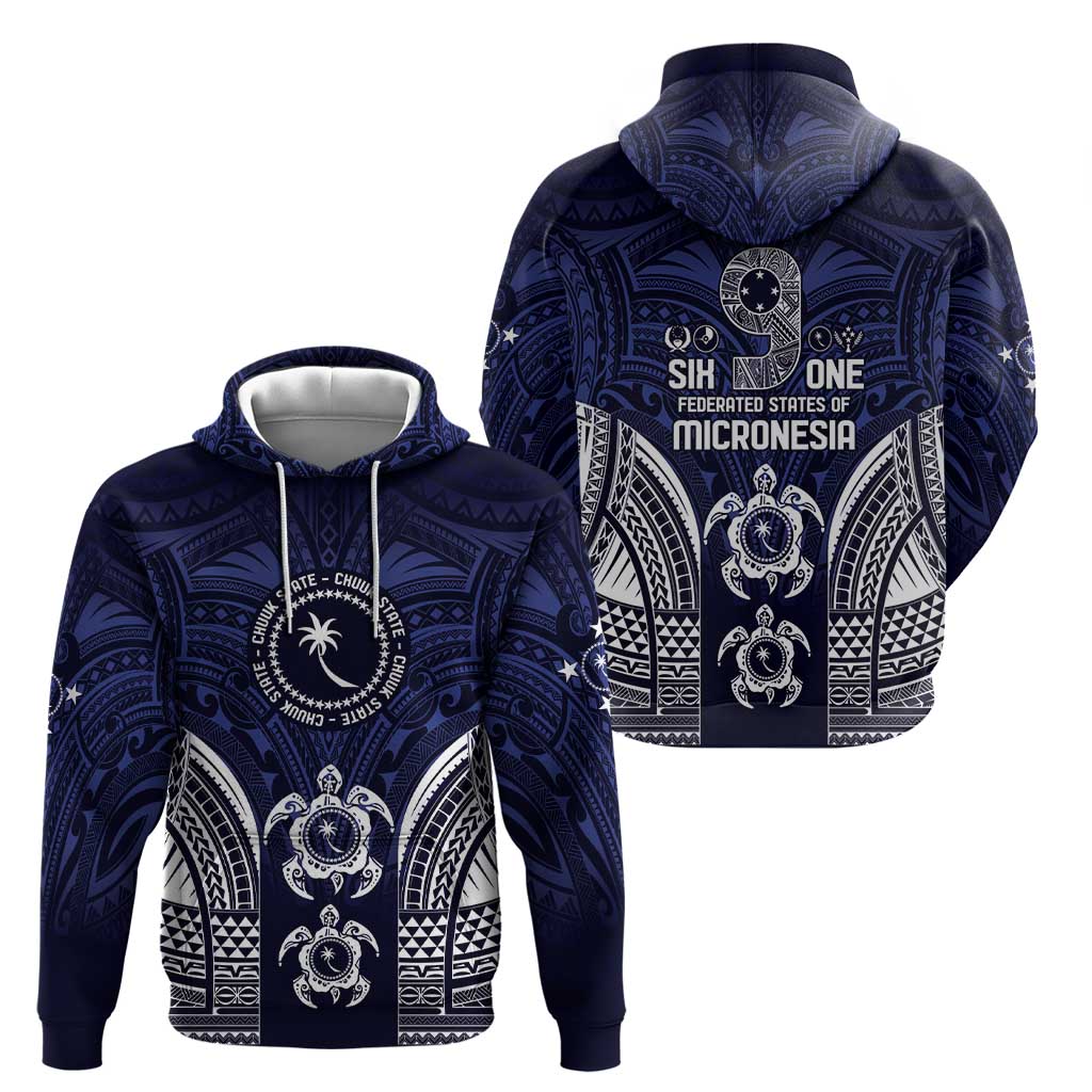 FSM Chuuk States Hoodie Micronesia Six 9 One Polynesian Tribal Pattern