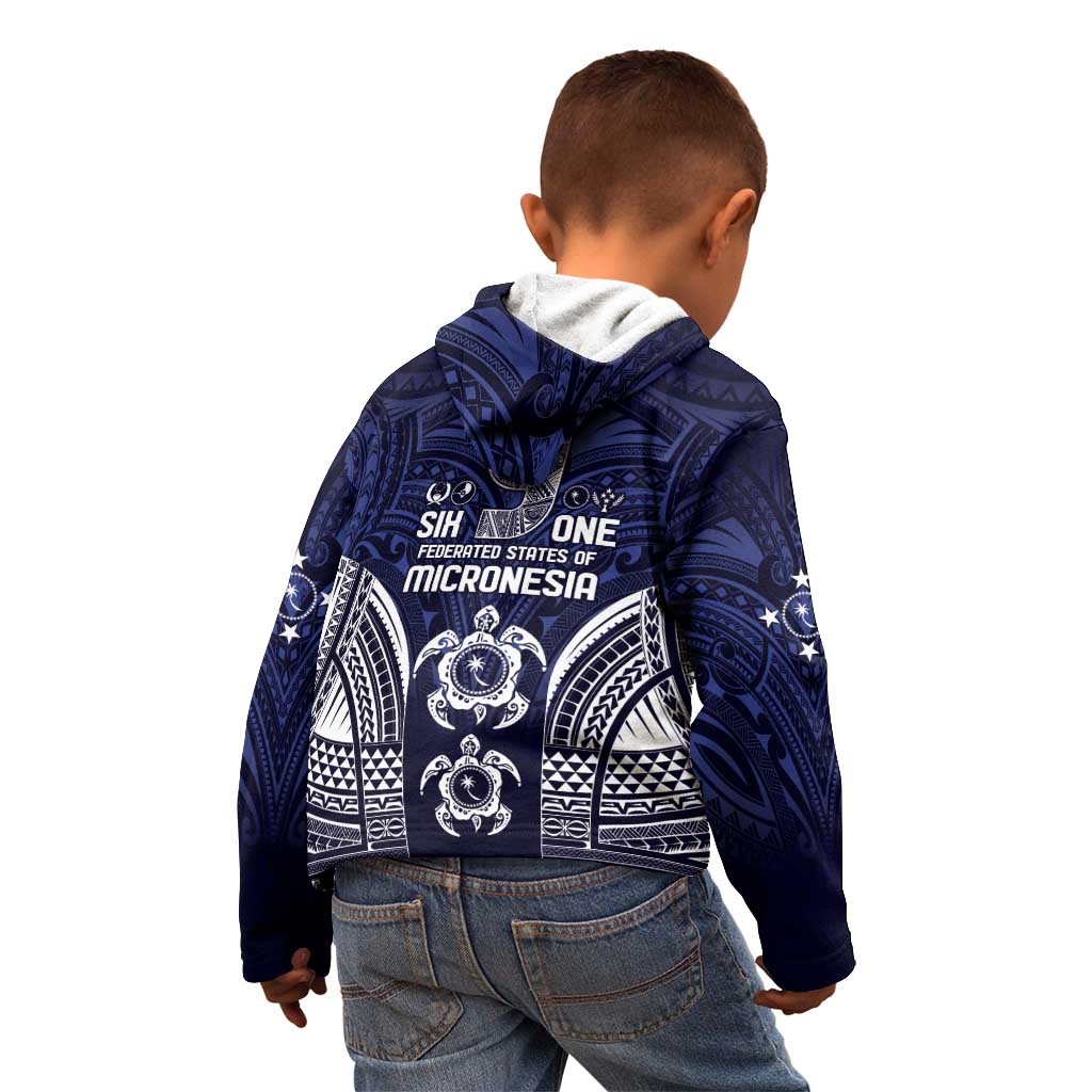 FSM Chuuk States Kid Hoodie Micronesia Six 9 One Polynesian Tribal Pattern