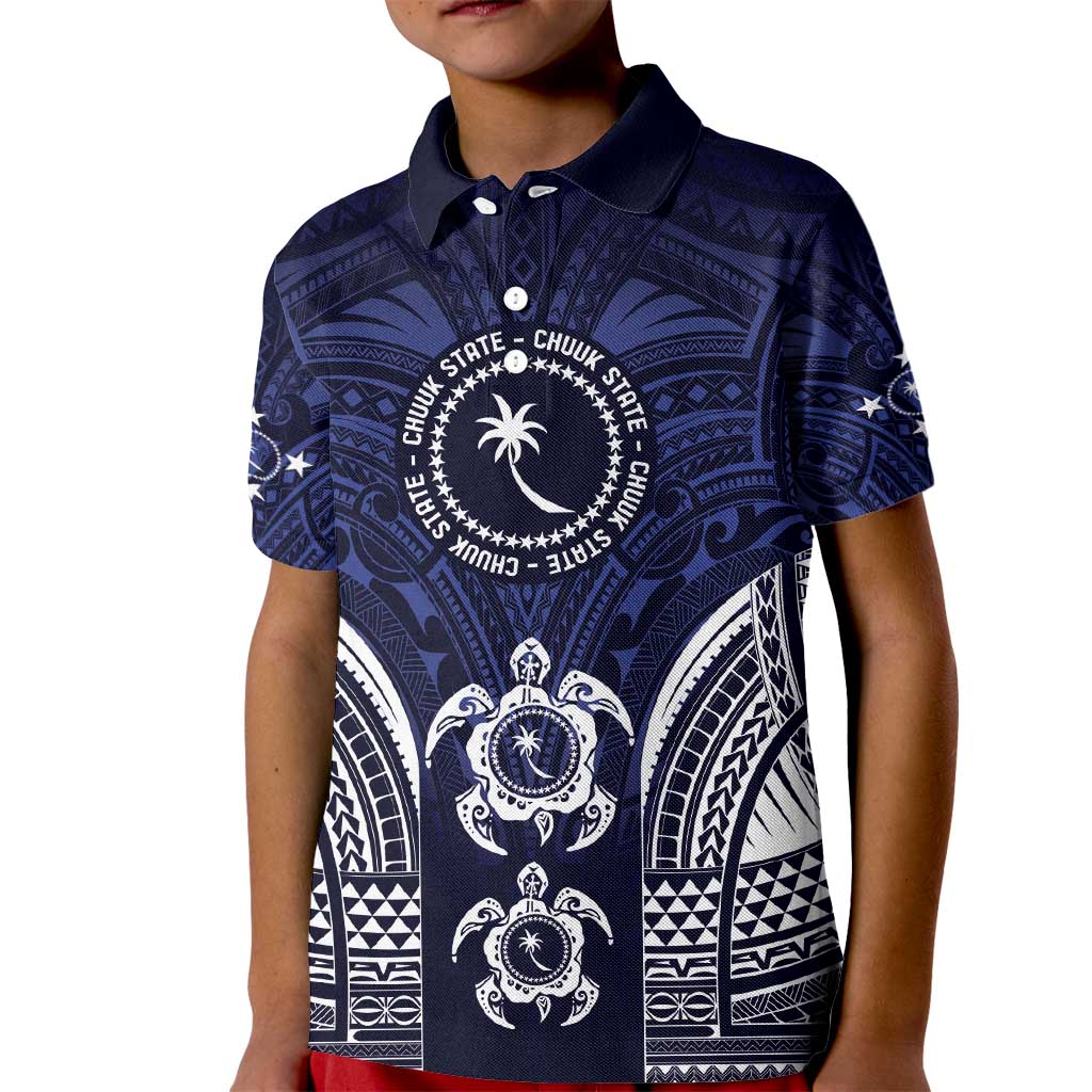 FSM Chuuk States Kid Polo Shirt Micronesia Six 9 One Polynesian Tribal Pattern LT9 Kid Blue - Polynesian Pride