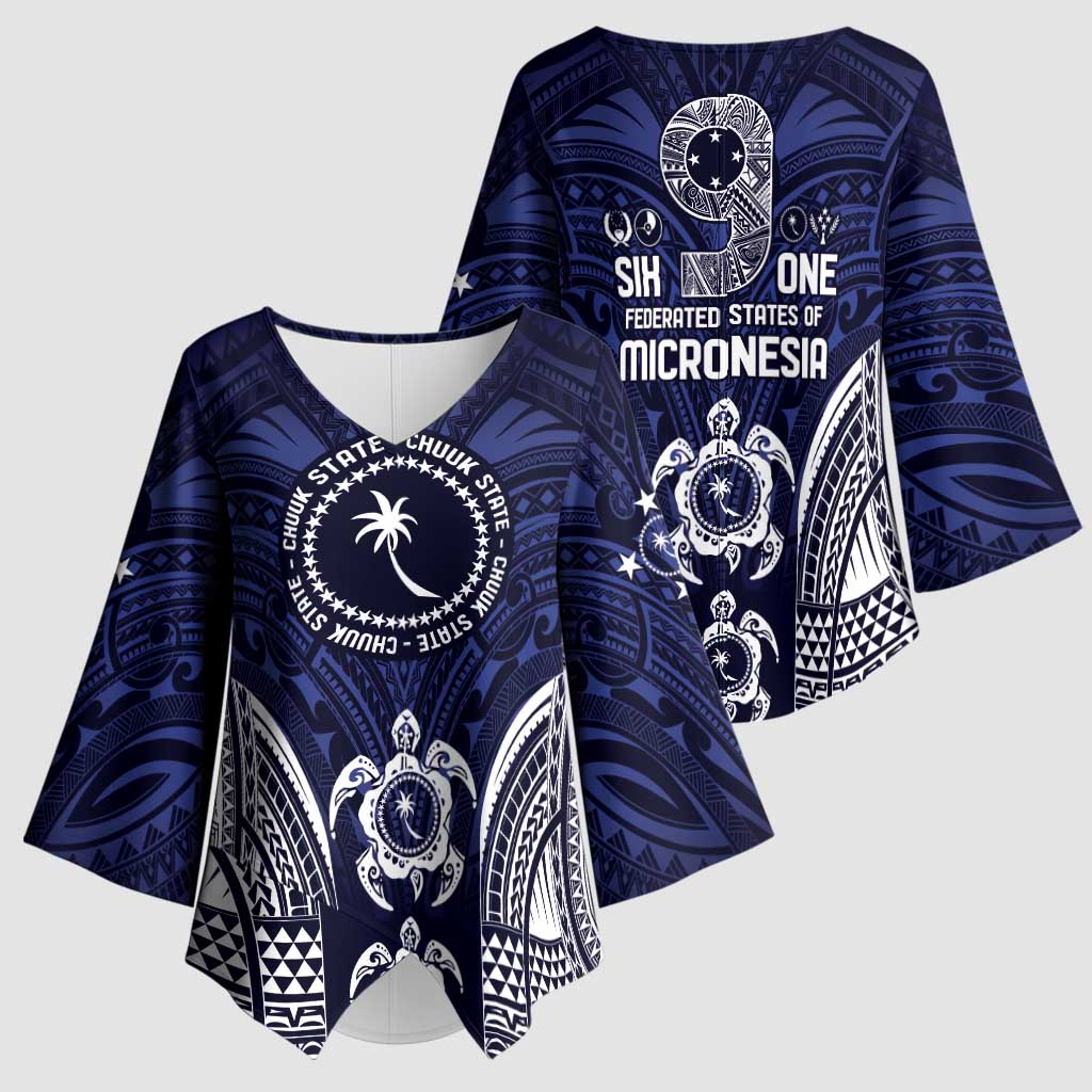 FSM Chuuk States Kimono Sleeve Blouse Micronesia Six 9 One Polynesian Tribal Pattern - Polynesian Pride