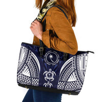 FSM Chuuk States Leather Tote Bag Micronesia Six 9 One Polynesian Tribal Pattern LT9 Blue - Polynesian Pride