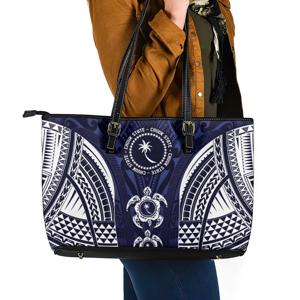 FSM Chuuk States Leather Tote Bag Micronesia Six 9 One Polynesian Tribal Pattern LT9 - Polynesian Pride