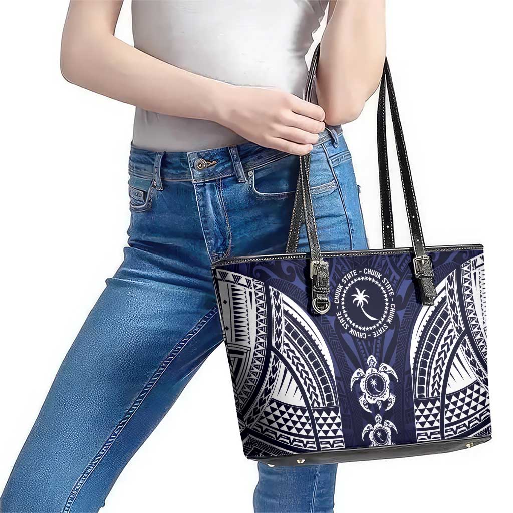 FSM Chuuk States Leather Tote Bag Micronesia Six 9 One Polynesian Tribal Pattern LT9 - Polynesian Pride