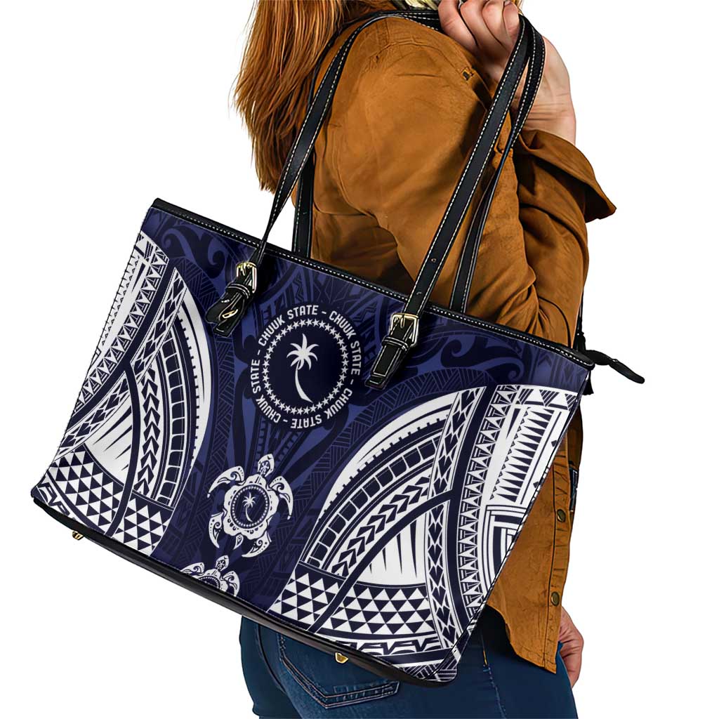 FSM Chuuk States Leather Tote Bag Micronesia Six 9 One Polynesian Tribal Pattern LT9 - Polynesian Pride