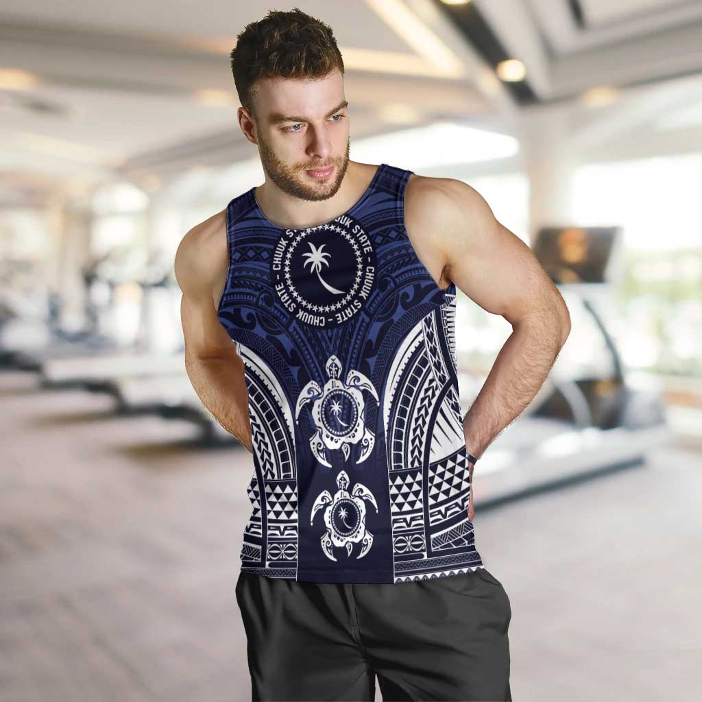 FSM Chuuk States Men Tank Top Micronesia Six 9 One Polynesian Tribal Pattern LT9 Blue - Polynesian Pride