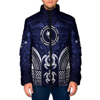 FSM Chuuk States Padded Jacket Micronesia Six 9 One Polynesian Tribal Pattern LT9 Men Blue - Polynesian Pride
