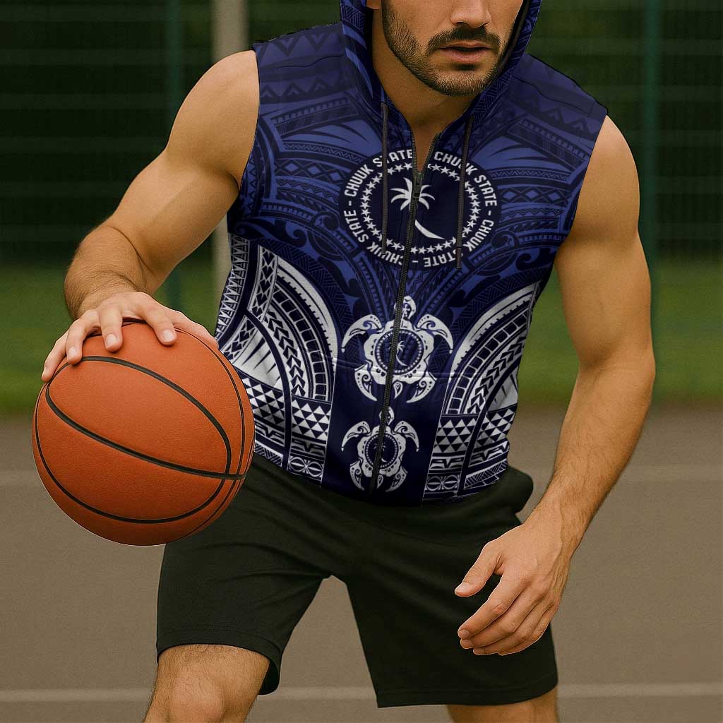 FSM Chuuk States Sleeveless Zip Hoodie Micronesia Six 9 One Polynesian Tribal Pattern - Polynesian Pride