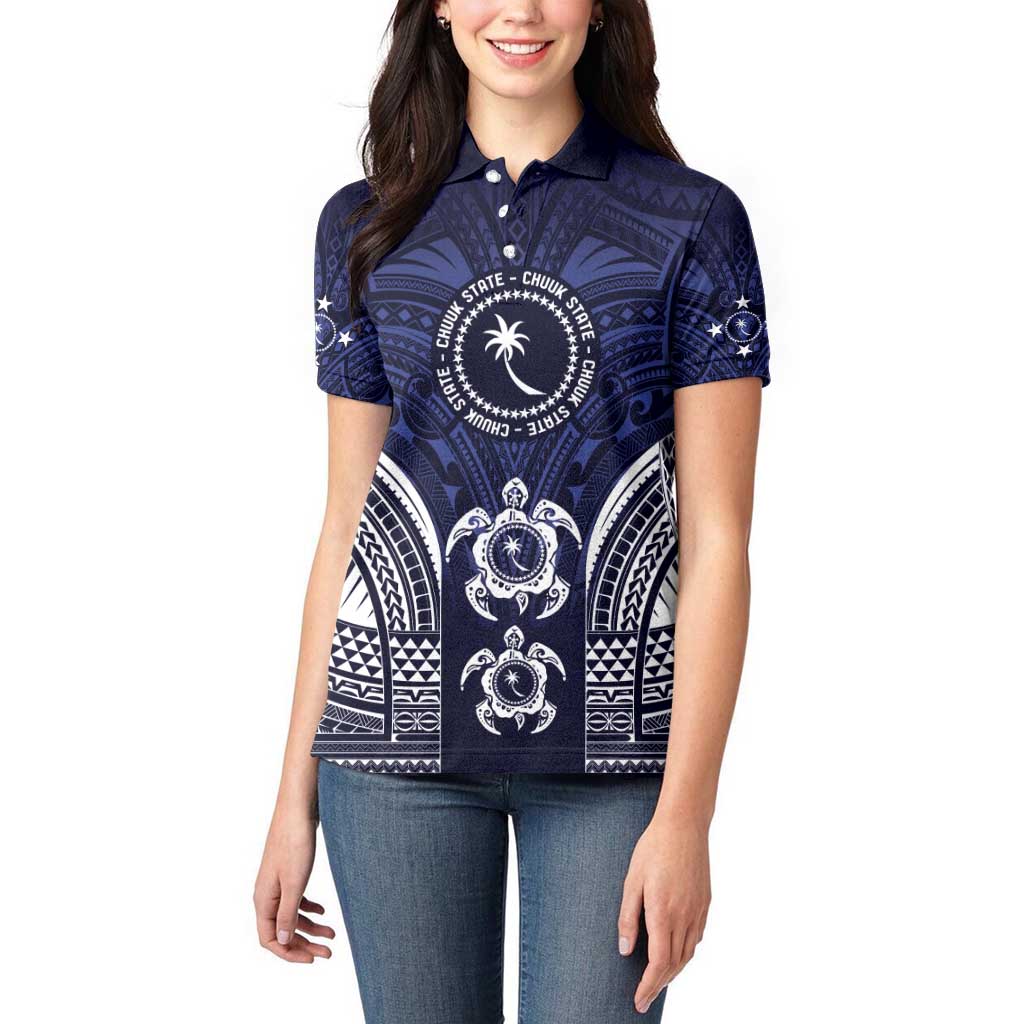 FSM Chuuk States Women Polo Shirt Micronesia Six 9 One Polynesian Tribal Pattern