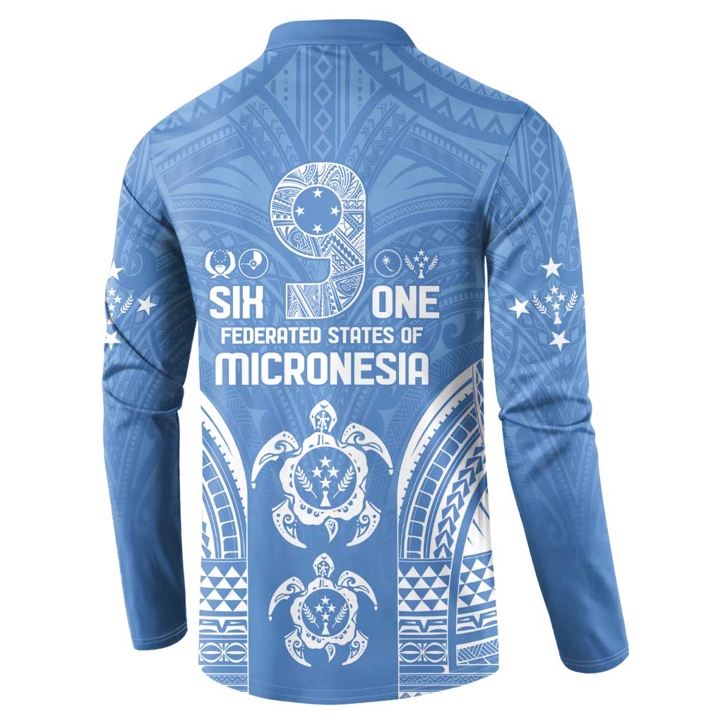 FSM Kosrae States Button Sweatshirt Micronesia Six 9 One Polynesian Tribal Pattern