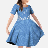 FSM Kosrae States Family Matching Off The Shoulder Long Sleeve Dress and Hawaiian Shirt Micronesia Six 9 One Polynesian Tribal Pattern