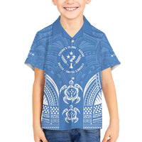 FSM Kosrae States Family Matching Off Shoulder Maxi Dress and Hawaiian Shirt Micronesia Six 9 One Polynesian Tribal Pattern
