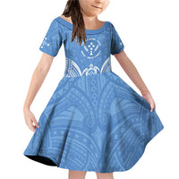 FSM Kosrae States Family Matching Off Shoulder Short Dress and Hawaiian Shirt Micronesia Six 9 One Polynesian Tribal Pattern