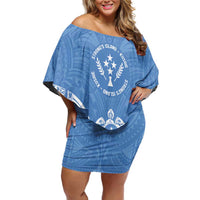FSM Kosrae States Family Matching Off Shoulder Short Dress and Hawaiian Shirt Micronesia Six 9 One Polynesian Tribal Pattern
