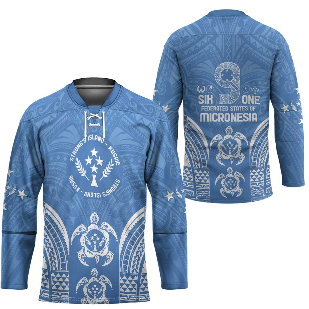 FSM Kosrae States Hockey Jersey Micronesia Six 9 One Polynesian Tribal Pattern - Polynesian Pride