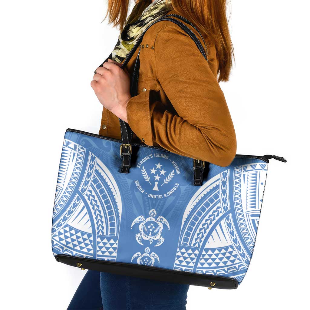 FSM Kosrae States Leather Tote Bag Micronesia Six 9 One Polynesian Tribal Pattern