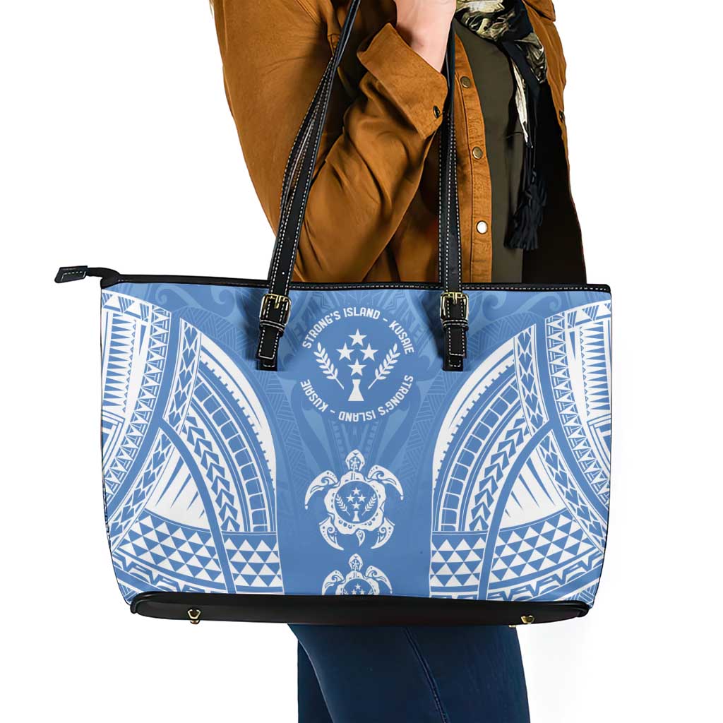FSM Kosrae States Leather Tote Bag Micronesia Six 9 One Polynesian Tribal Pattern