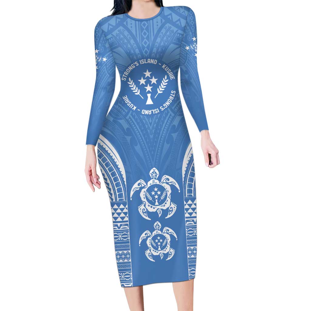 FSM Kosrae States Long Sleeve Bodycon Dress Micronesia Six 9 One Polynesian Tribal Pattern