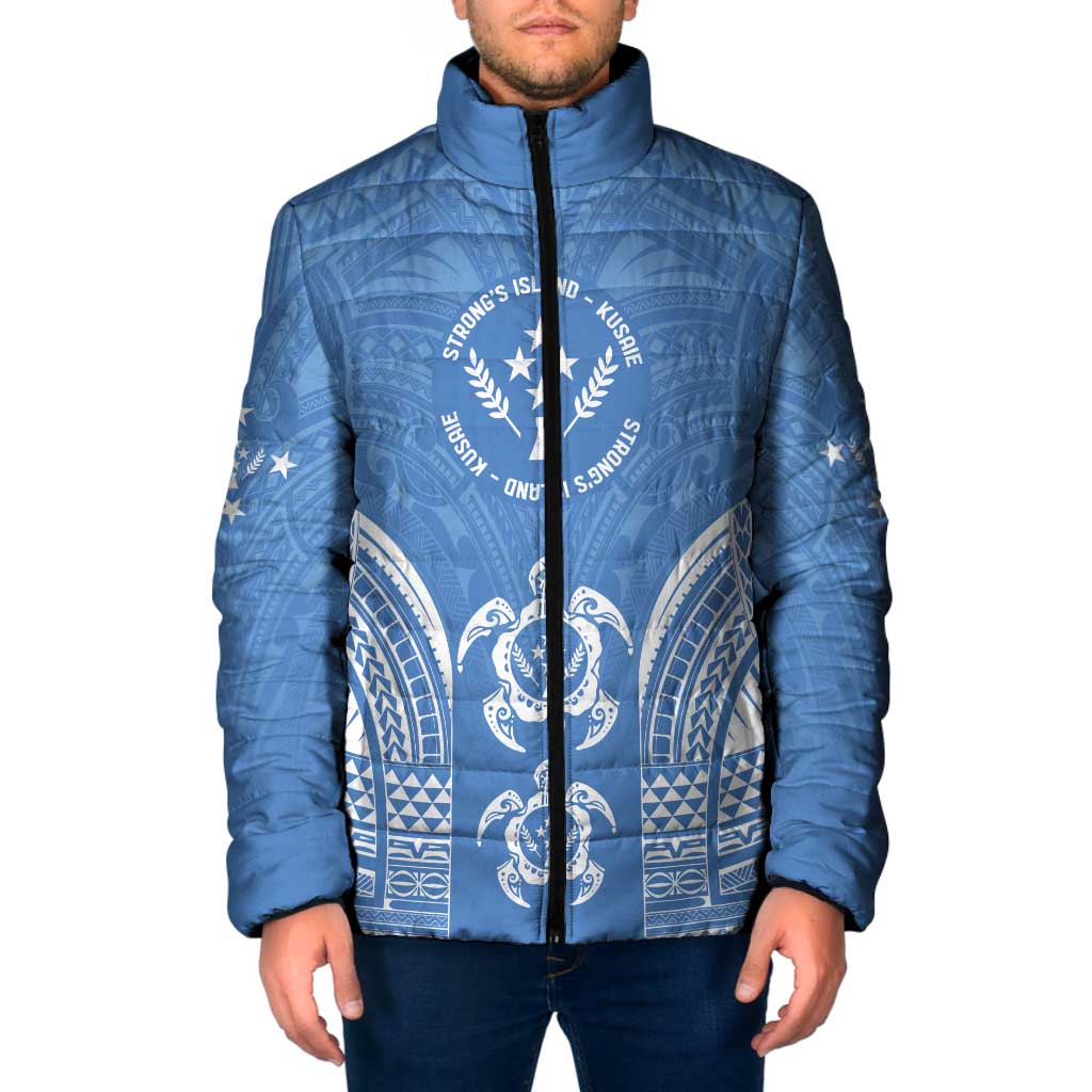 FSM Kosrae States Padded Jacket Micronesia Six 9 One Polynesian Tribal Pattern LT9 Men Blue - Polynesian Pride