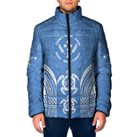 FSM Kosrae States Padded Jacket Micronesia Six 9 One Polynesian Tribal Pattern LT9 Men Blue - Polynesian Pride