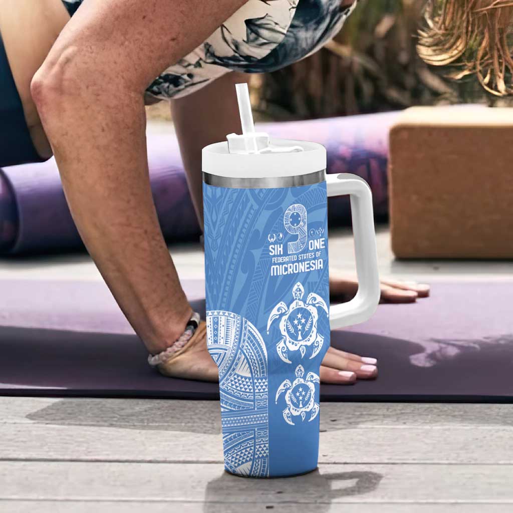 FSM Kosrae States Tumbler With Handle Micronesia Six 9 One Polynesian Tribal Pattern