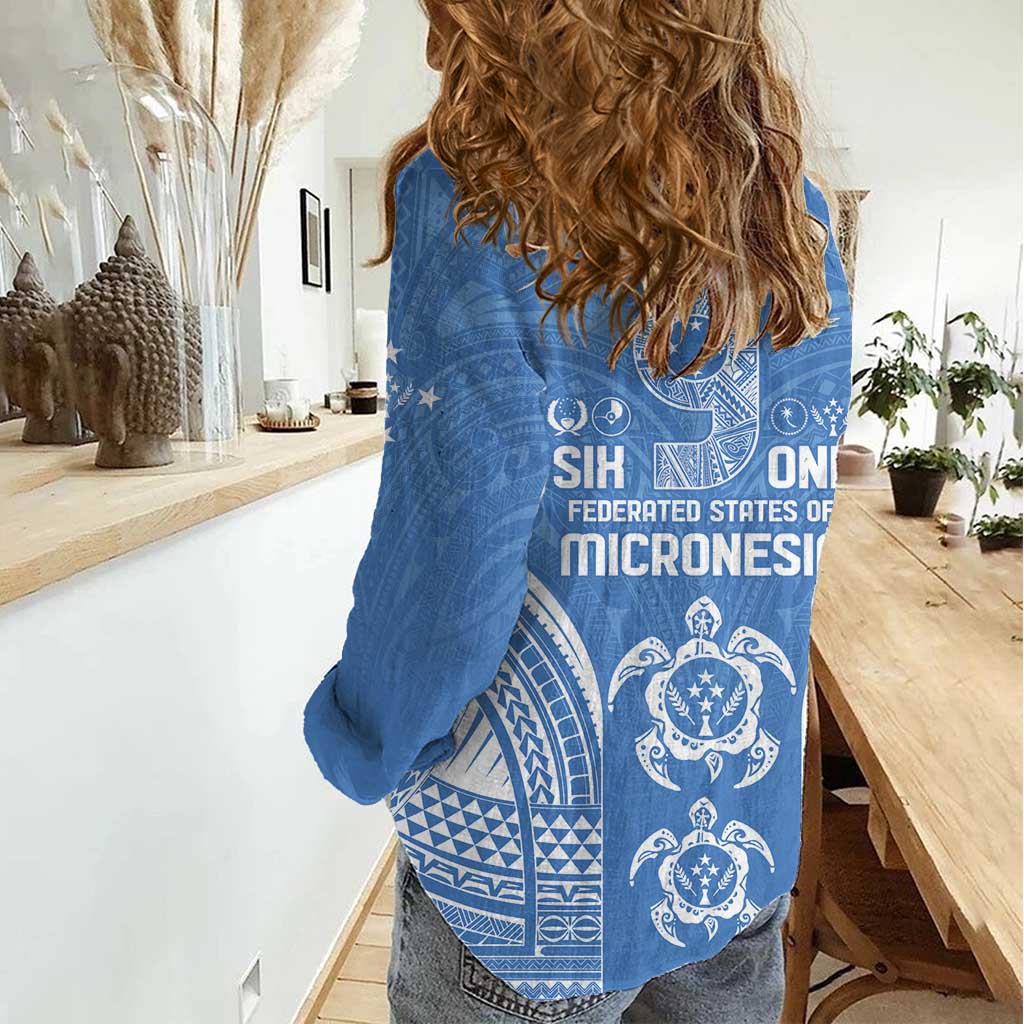 FSM Kosrae States Women Casual Shirt Micronesia Six 9 One Polynesian Tribal Pattern