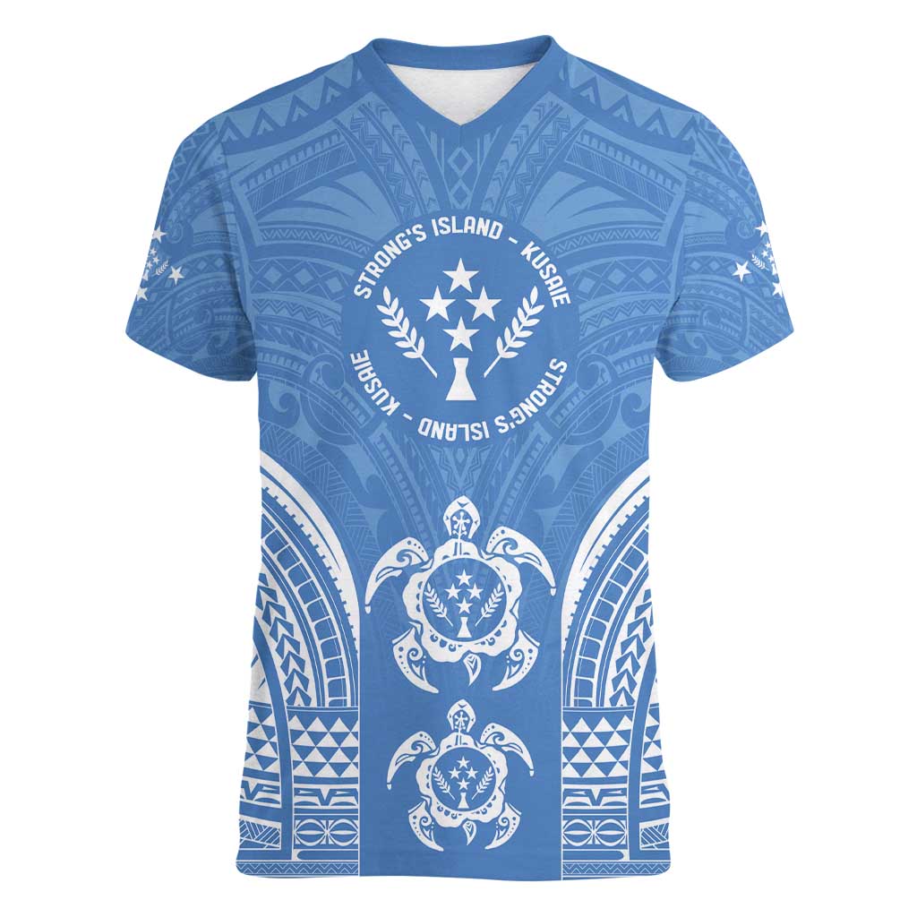 FSM Kosrae States Women V-Neck T-Shirt Micronesia Six 9 One Polynesian Tribal Pattern