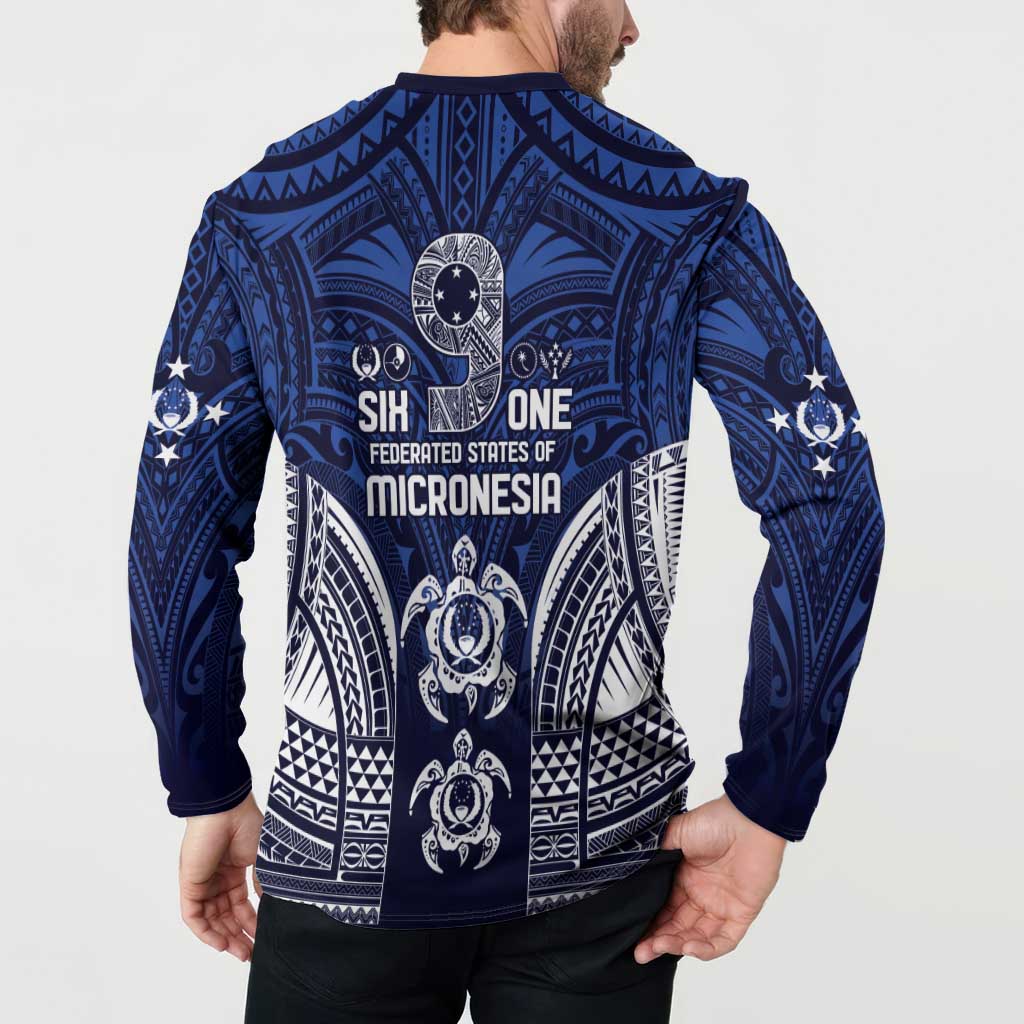 FSM Pohnpei States Button Sweatshirt Micronesia Six 9 One Polynesian Tribal Pattern
