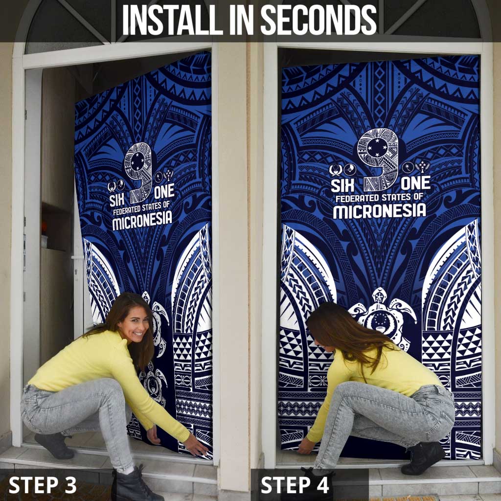 FSM Pohnpei States Door Cover Micronesia Six 9 One Polynesian Tribal Pattern - Polynesian Pride