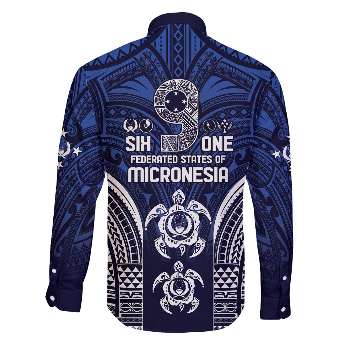 FSM Pohnpei States Family Matching Off The Shoulder Long Sleeve Dress and Hawaiian Shirt Micronesia Six 9 One Polynesian Tribal Pattern