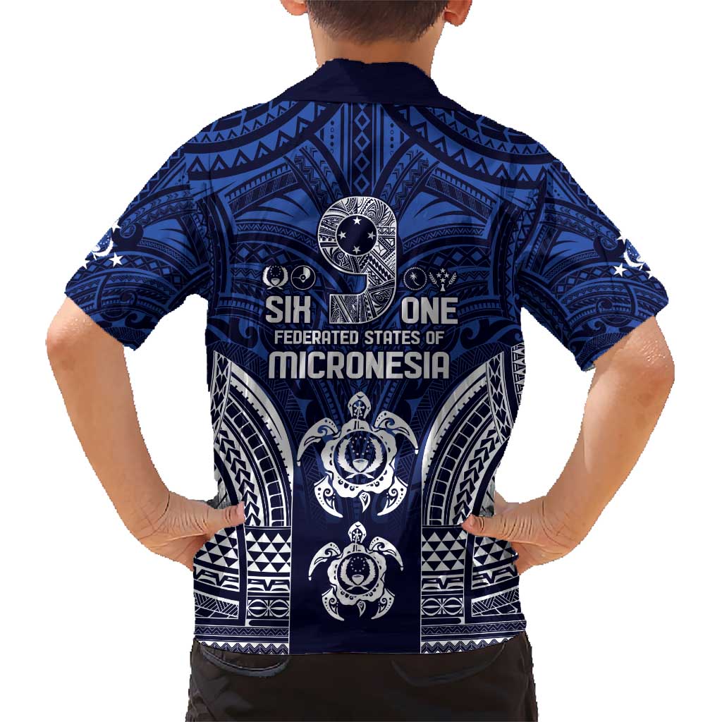 FSM Pohnpei States Kid Hawaiian Shirt Micronesia Six 9 One Polynesian Tribal Pattern