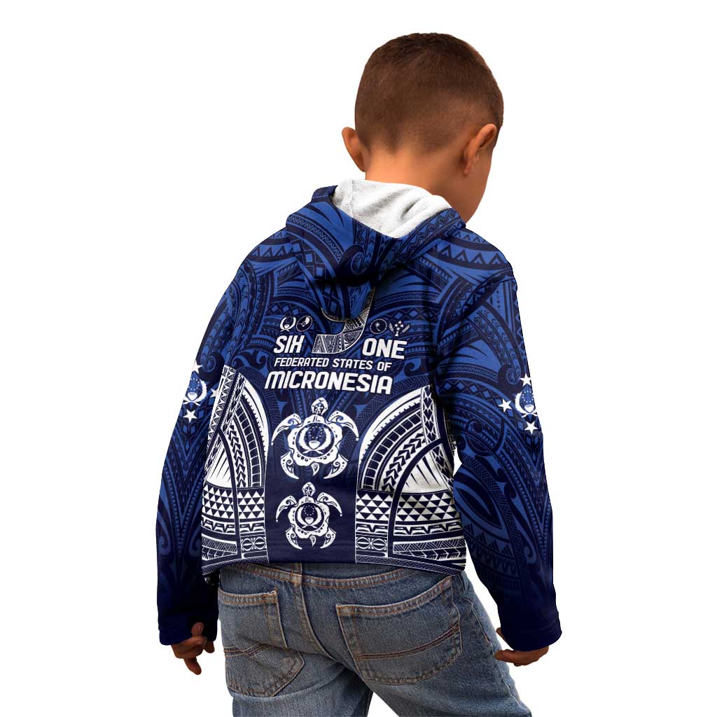 FSM Pohnpei States Kid Hoodie Micronesia Six 9 One Polynesian Tribal Pattern