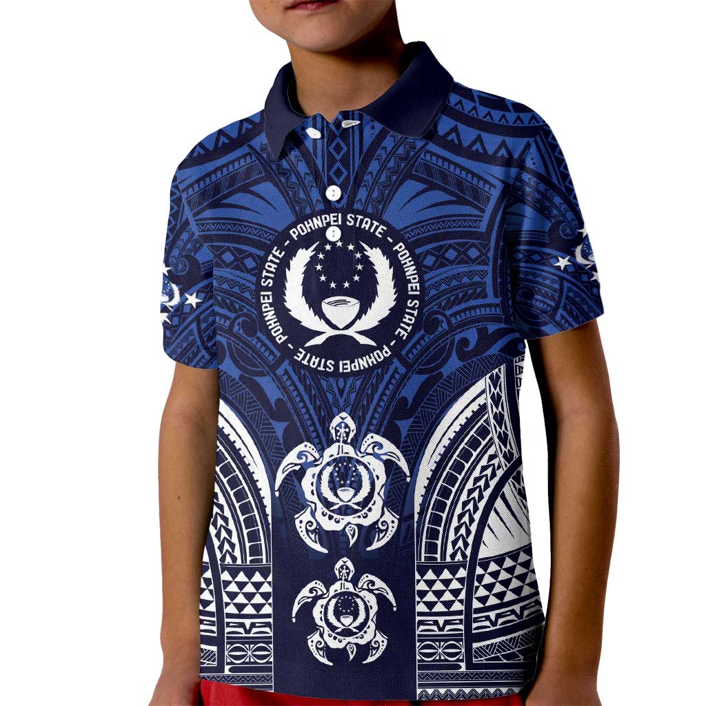 FSM Pohnpei States Kid Polo Shirt Micronesia Six 9 One Polynesian Tribal Pattern