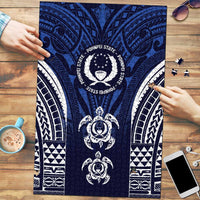 FSM Pohnpei States Puzzle Micronesia Six 9 One Polynesian Tribal Pattern LT9 Blue - Polynesian Pride