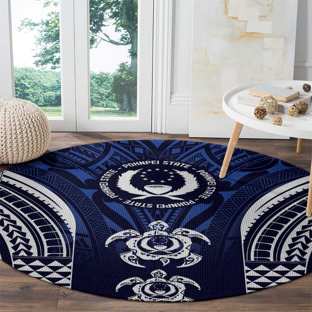 FSM Pohnpei States Round Carpet Micronesia Six 9 One Polynesian Tribal Pattern