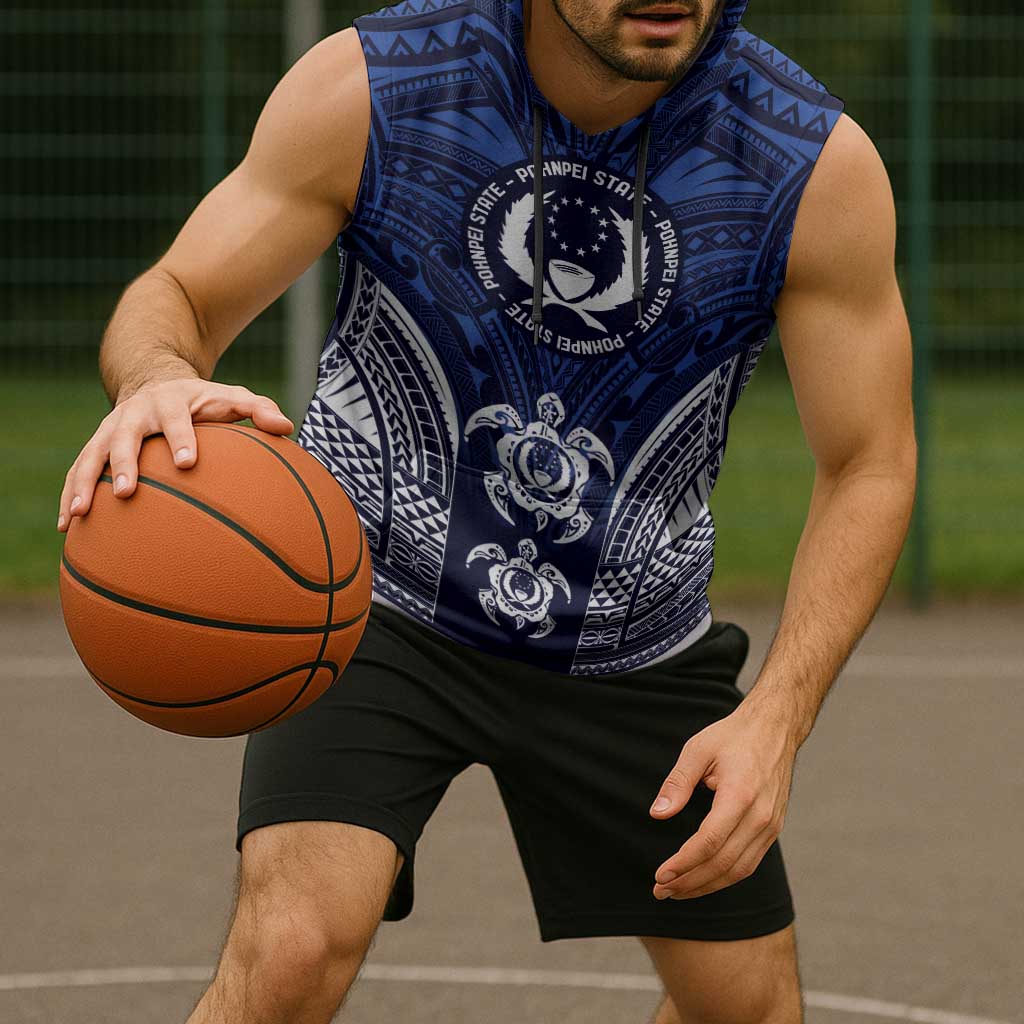 FSM Pohnpei States Sleeveless Hoodie Micronesia Six 9 One Polynesian Tribal Pattern - Polynesian Pride