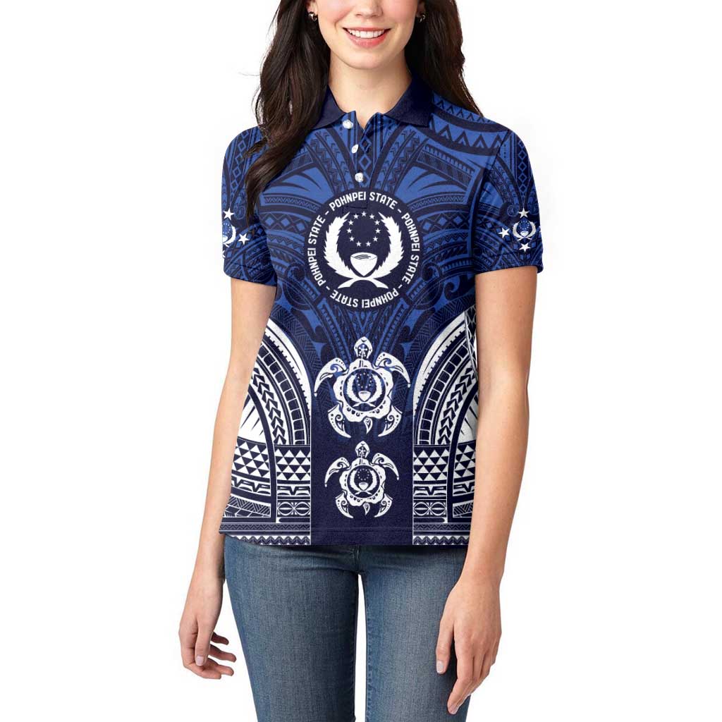 FSM Pohnpei States Women Polo Shirt Micronesia Six 9 One Polynesian Tribal Pattern