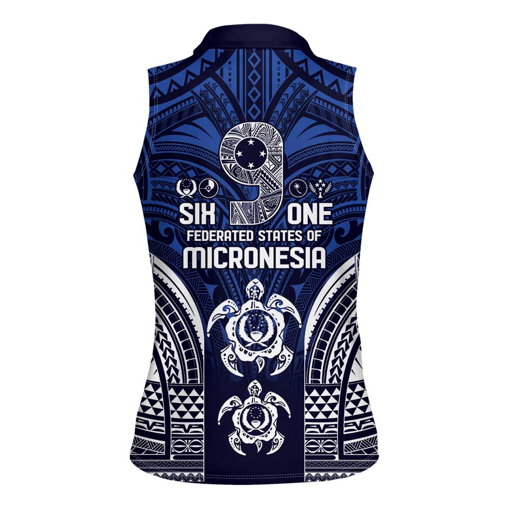 FSM Pohnpei States Women Sleeveless Polo Shirt Micronesia Six 9 One Polynesian Tribal Pattern