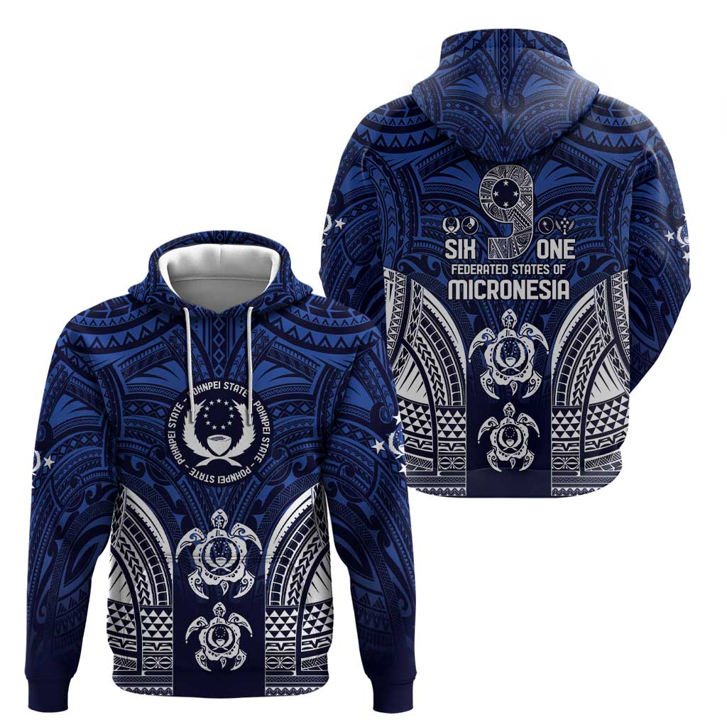 FSM Pohnpei States Zip Hoodie Micronesia Six 9 One Polynesian Tribal Pattern