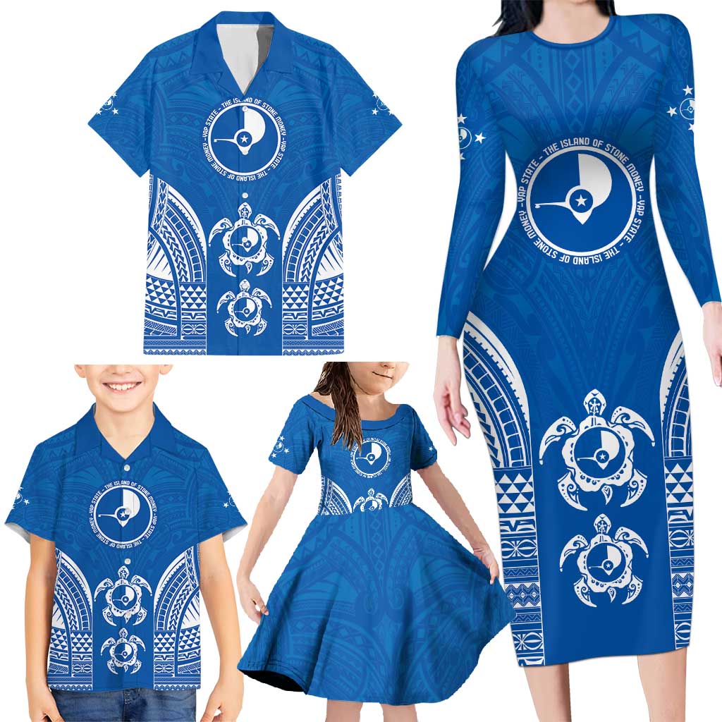 FSM Yap States Family Matching Long Sleeve Bodycon Dress and Hawaiian Shirt Micronesia Six 9 One Polynesian Tribal Pattern LT9 - Polynesian Pride