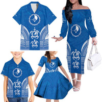 FSM Yap States Family Matching Off The Shoulder Long Sleeve Dress and Hawaiian Shirt Micronesia Six 9 One Polynesian Tribal Pattern LT9 - Polynesian Pride