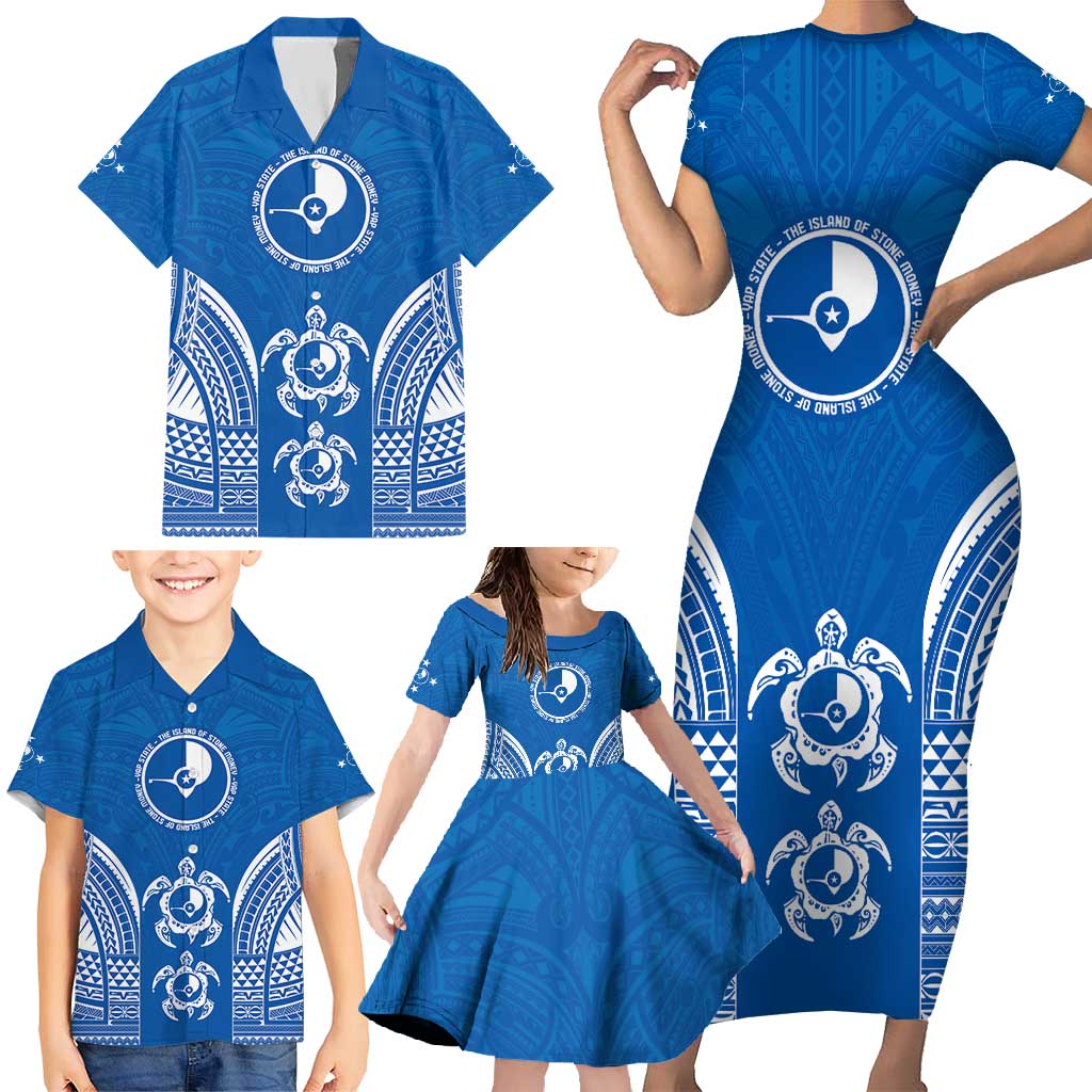 FSM Yap States Family Matching Short Sleeve Bodycon Dress and Hawaiian Shirt Micronesia Six 9 One Polynesian Tribal Pattern LT9 - Polynesian Pride
