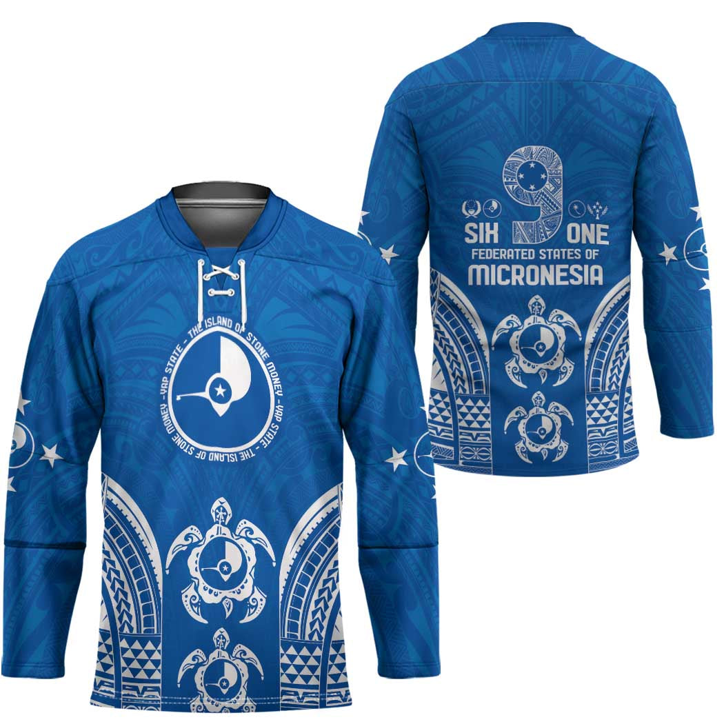 FSM Yap States Hockey Jersey Micronesia Six 9 One Polynesian Tribal Pattern - Polynesian Pride