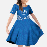 FSM Yap States Kid Short Sleeve Dress Micronesia Six 9 One Polynesian Tribal Pattern