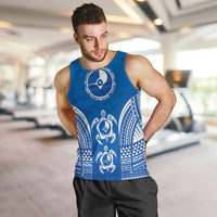 FSM Yap States Men Tank Top Micronesia Six 9 One Polynesian Tribal Pattern LT9 Blue - Polynesian Pride