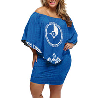 FSM Yap States Off Shoulder Short Dress Micronesia Six 9 One Polynesian Tribal Pattern