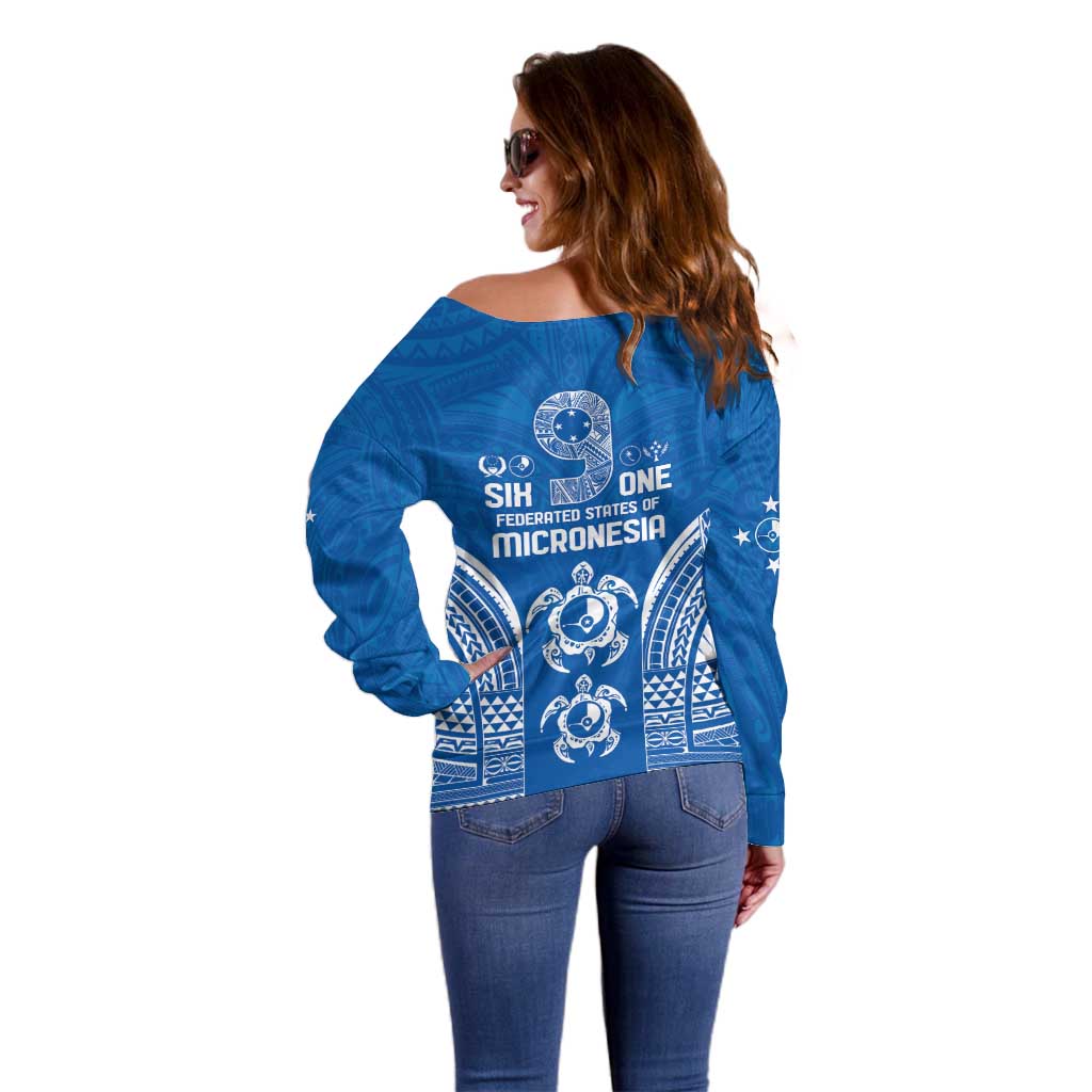FSM Yap States Off Shoulder Sweater Micronesia Six 9 One Polynesian Tribal Pattern LT9 - Polynesian Pride